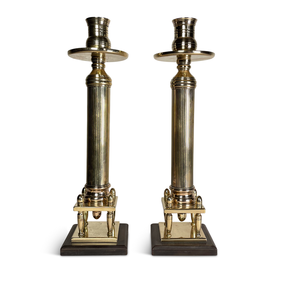 Pair of Brass Aesthetic Movement Candlesticks