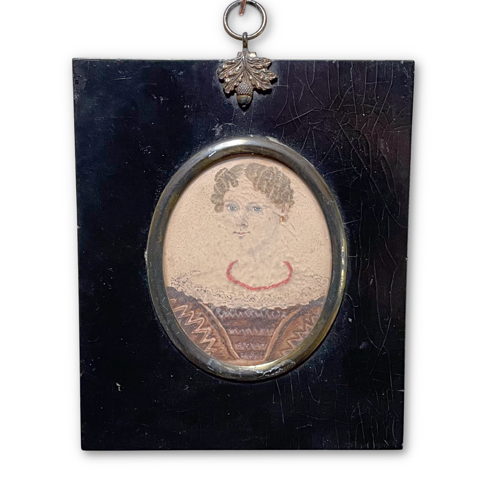 George III Miniature Portrait of a Lady in Period Costume