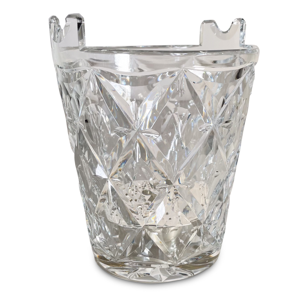 Cut Glass Ice Pail with Plated Drip Tray