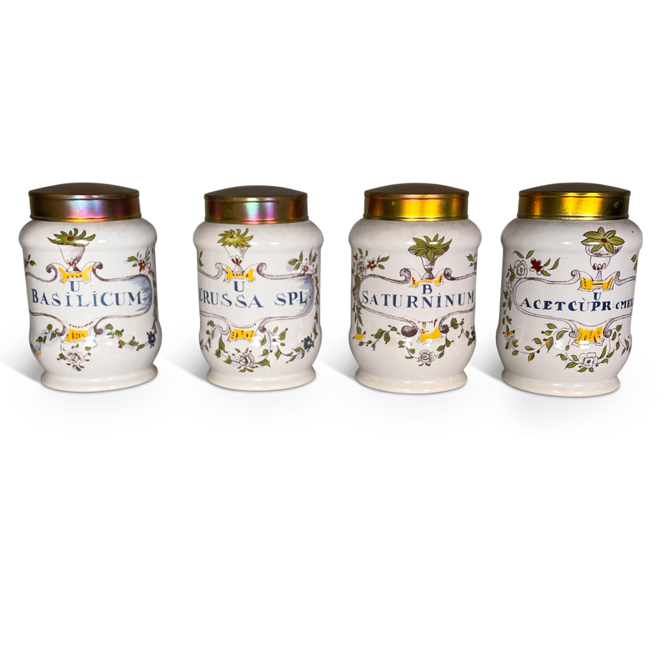 Set of Four Ceramic Apothecary Jars