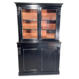 Victorian Ebonised Glazed Bookcase with Lower Two Doored Cupboard