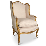 Louis XV Style Gilt Wing Back Bergere