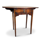 Burr Walnut Drop Leaf Side Table with Single Drawer
