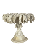Carved Carerra Marble Comport Decorated with Vine Leaves on a Single Twisted Stem Base