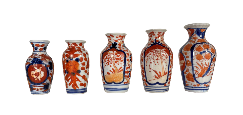 Five Miniature Meiji Period Imari Vases