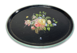 Oval Lacquered Tray with Painted Floral Decoration