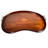 Galleried Mahogany Inlaid Kidney Shaped Tray