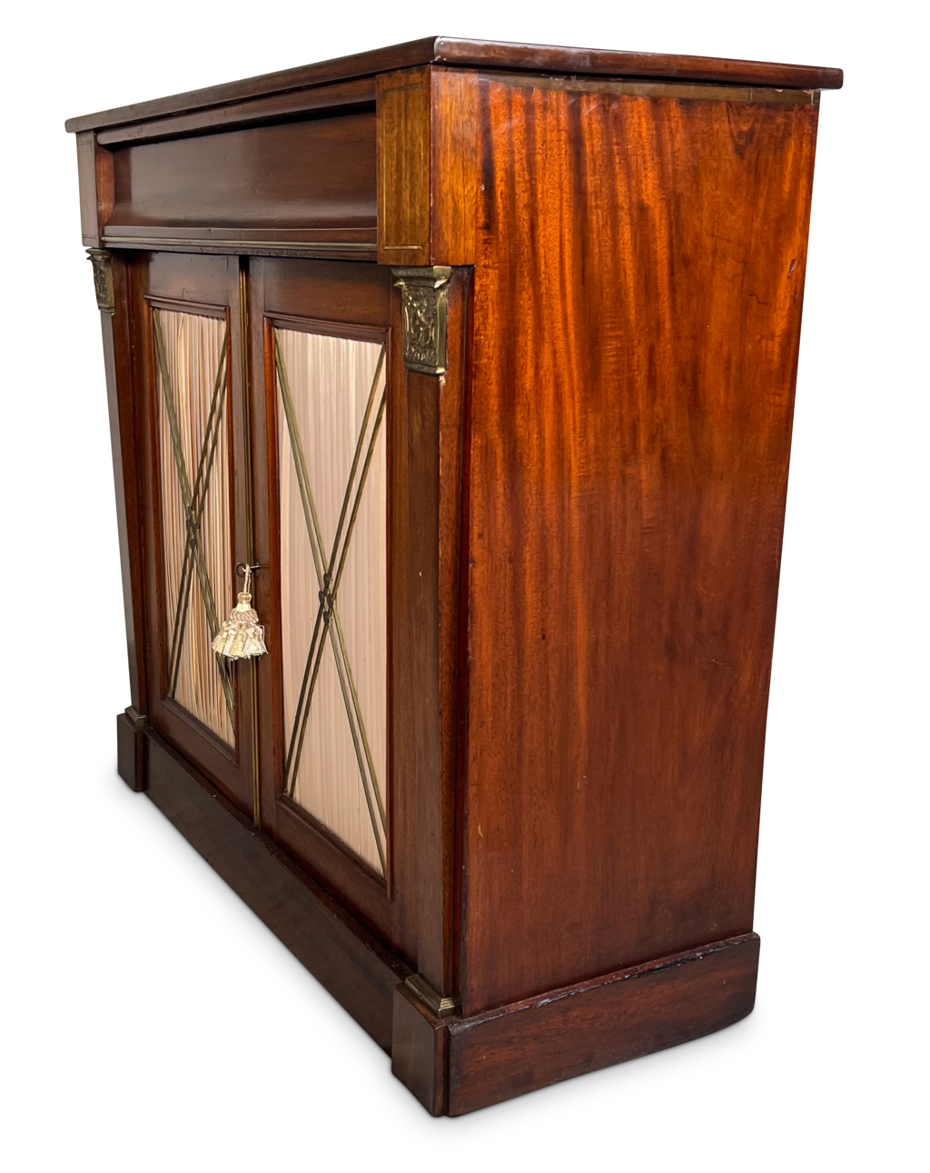 Mahogany Two Doored Chiffonier with Brass Inlay and Ormolu Mounts