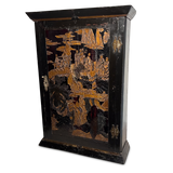 Regency Lacquered and Ebonised Wall Cabinet with Carved Door
