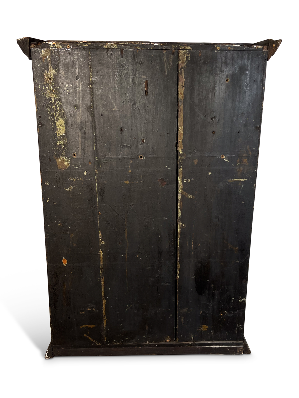 Regency Lacquered and Ebonised Wall Cabinet with Carved Door