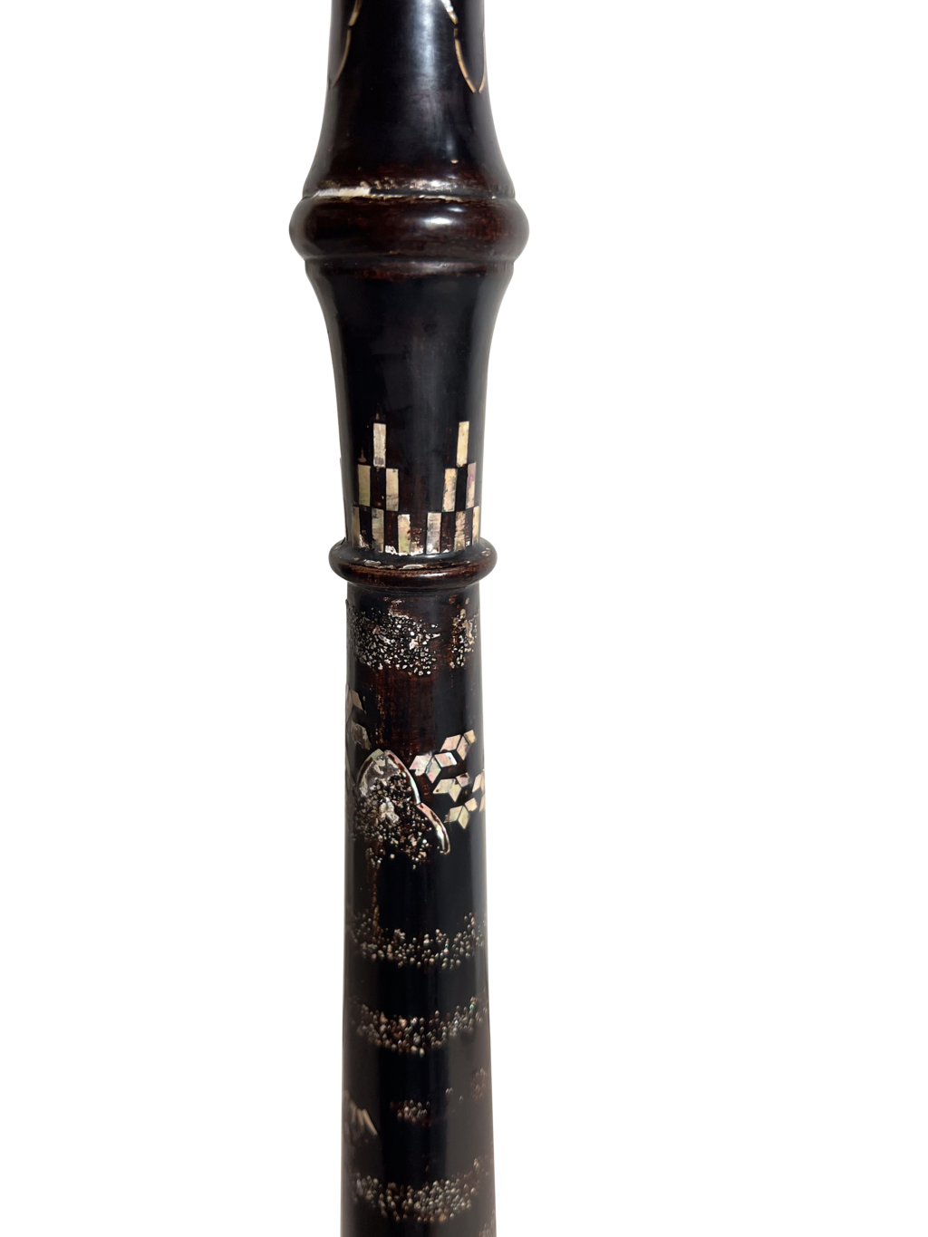 Ebonised and Lacquered Mother of Pearl Inlaid Column Side Table