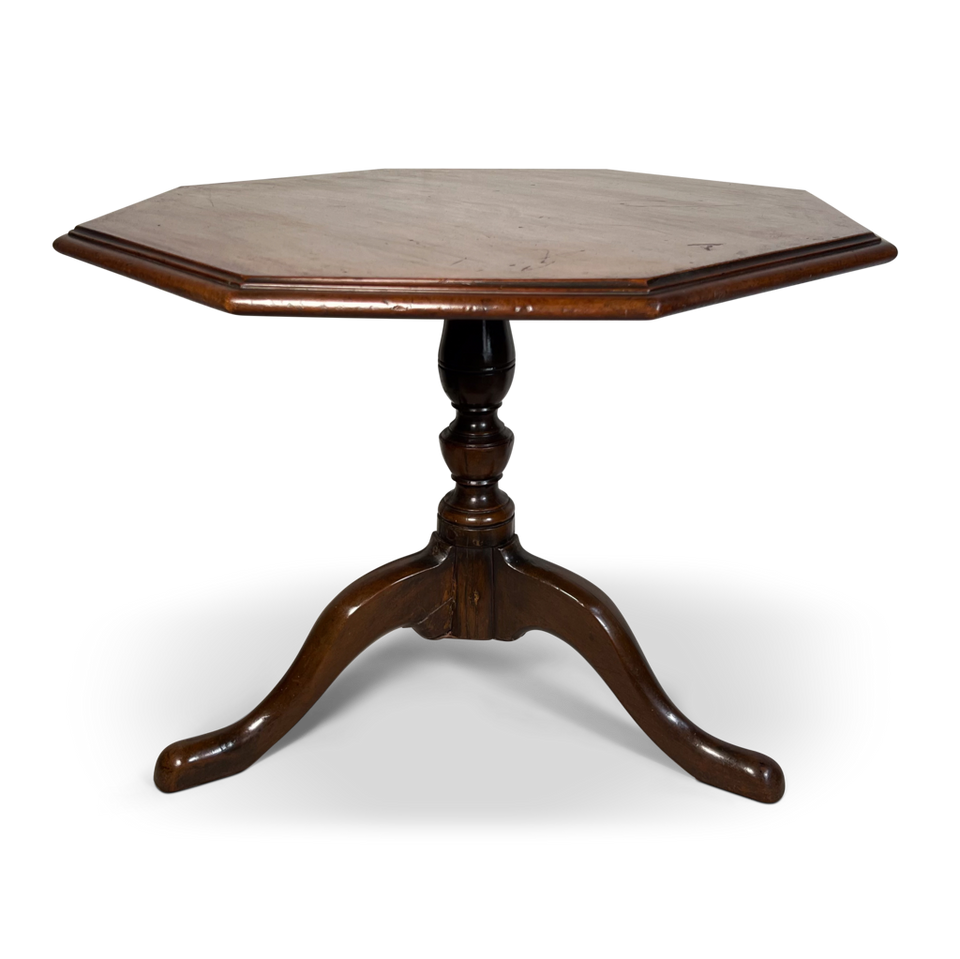 Mahogany Tripod Table on a Low Pedestal Column Base