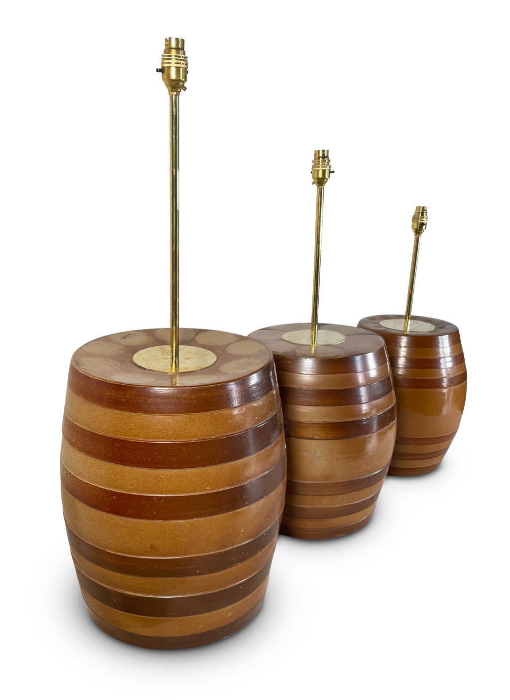 Three Stoneware Barrel Table Lamps