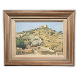 Oil on Board Spanish Landscape View from the Puerte de San Martin, signed Gordon Davies