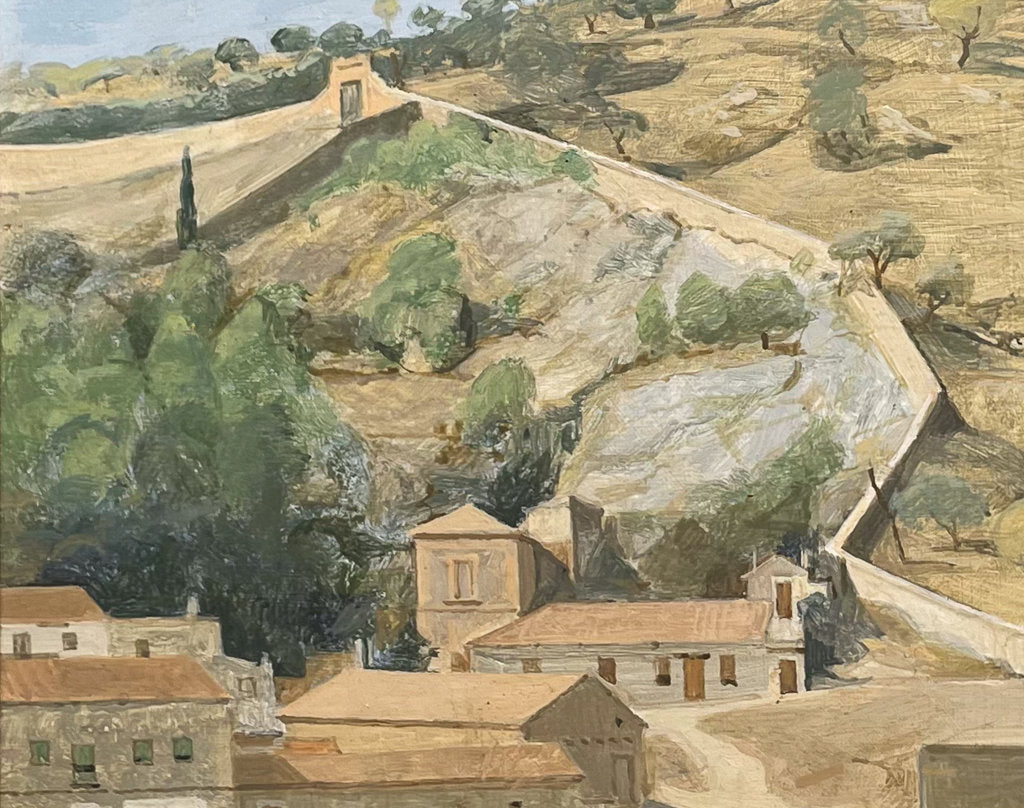 Oil on Board Spanish Landscape View from the Puerte de San Martin, signed Gordon Davies