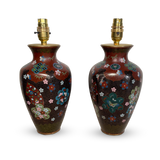 Pair of Metal Cloisonne Lamps
