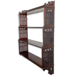 Victorian Mahogany Four Tiered Shelf with Fretwork Cut Gothic and Ogee Sides