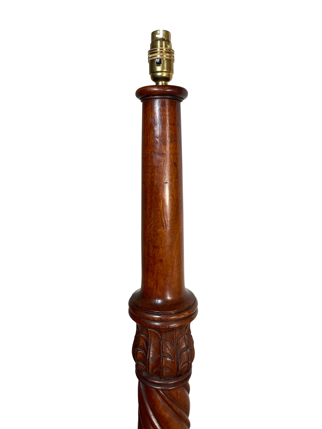 Turned and Carved Walnut Column Tripod Floor Lamp