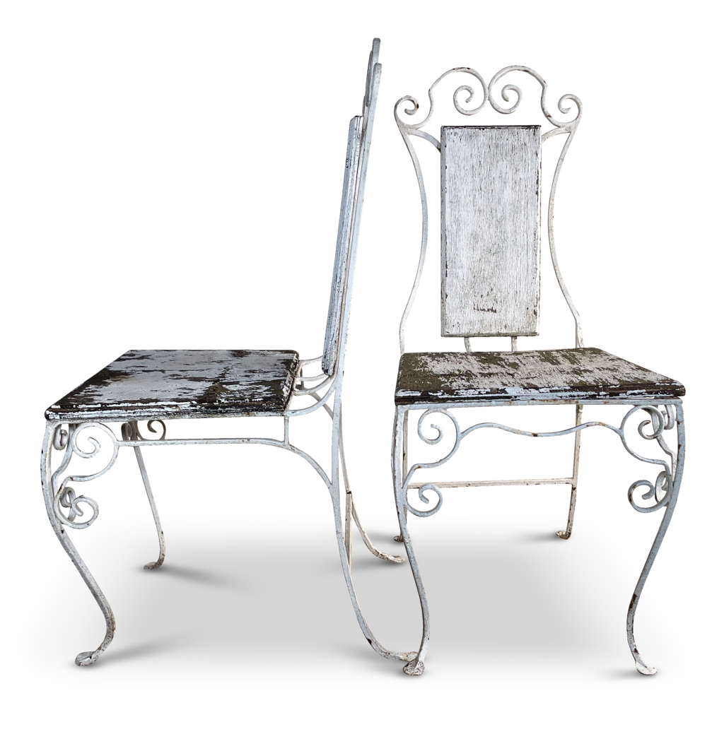 Pair of Painted Wrought Iron Garden Chairs
