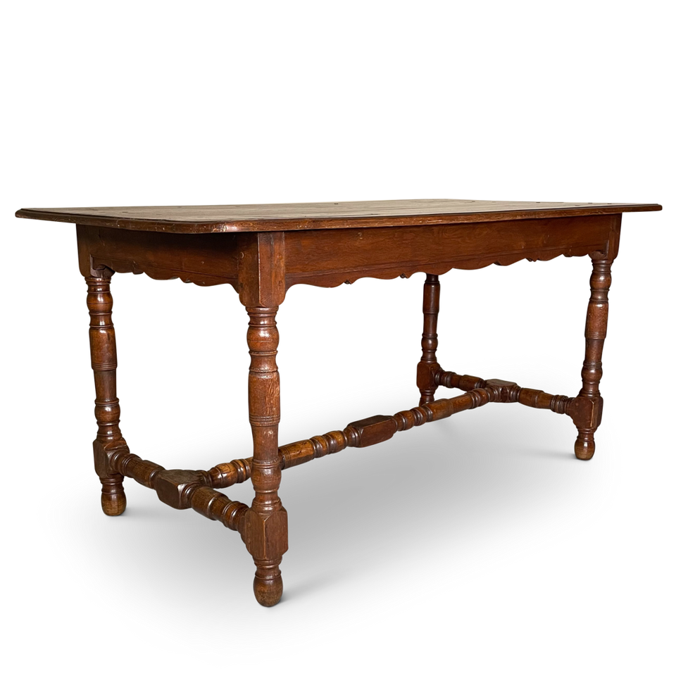 Oak Table Raised on Turned Legs