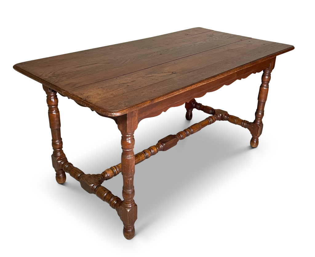Oak Table Raised on Turned Legs
