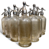 Set of Ten Edwardian Glass Soda Syphons by J H Cuff & Co