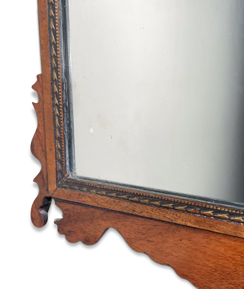 Victorian Mahogany Fretwork Mirror with Gilt Carved Ribbon Border