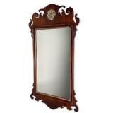 Regency Style Mahogany Fretwork Mirror with Inset Gilt Carved Crest