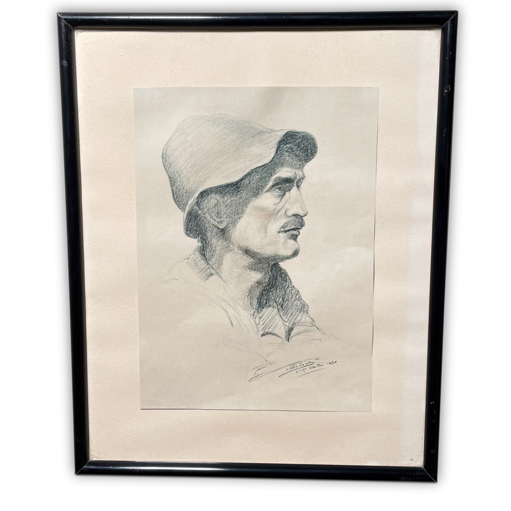 Pair of Pencil Portraits of Male Peasant Workers
