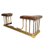 Brass Fireside Club Fender with Leather Covered Bench Seat