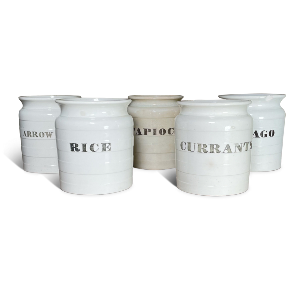 Set of Five Ironstone Banded Storage Jars