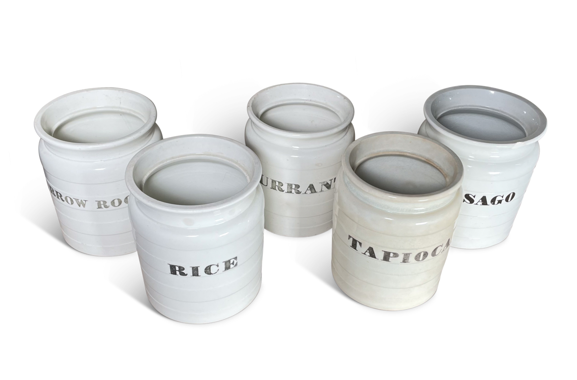 Set of Five Ironstone Banded Storage Jars