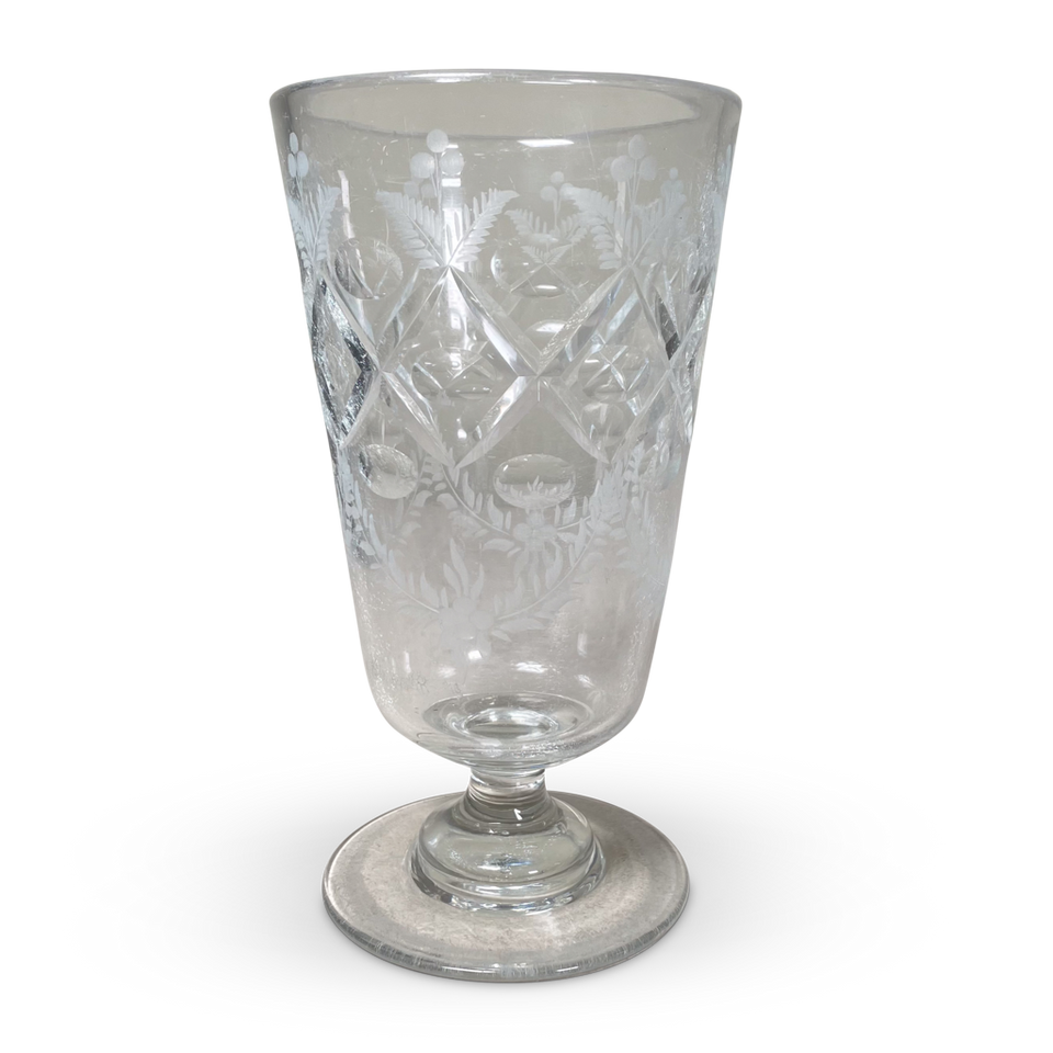 Etched and Cut Glass Celery Vase