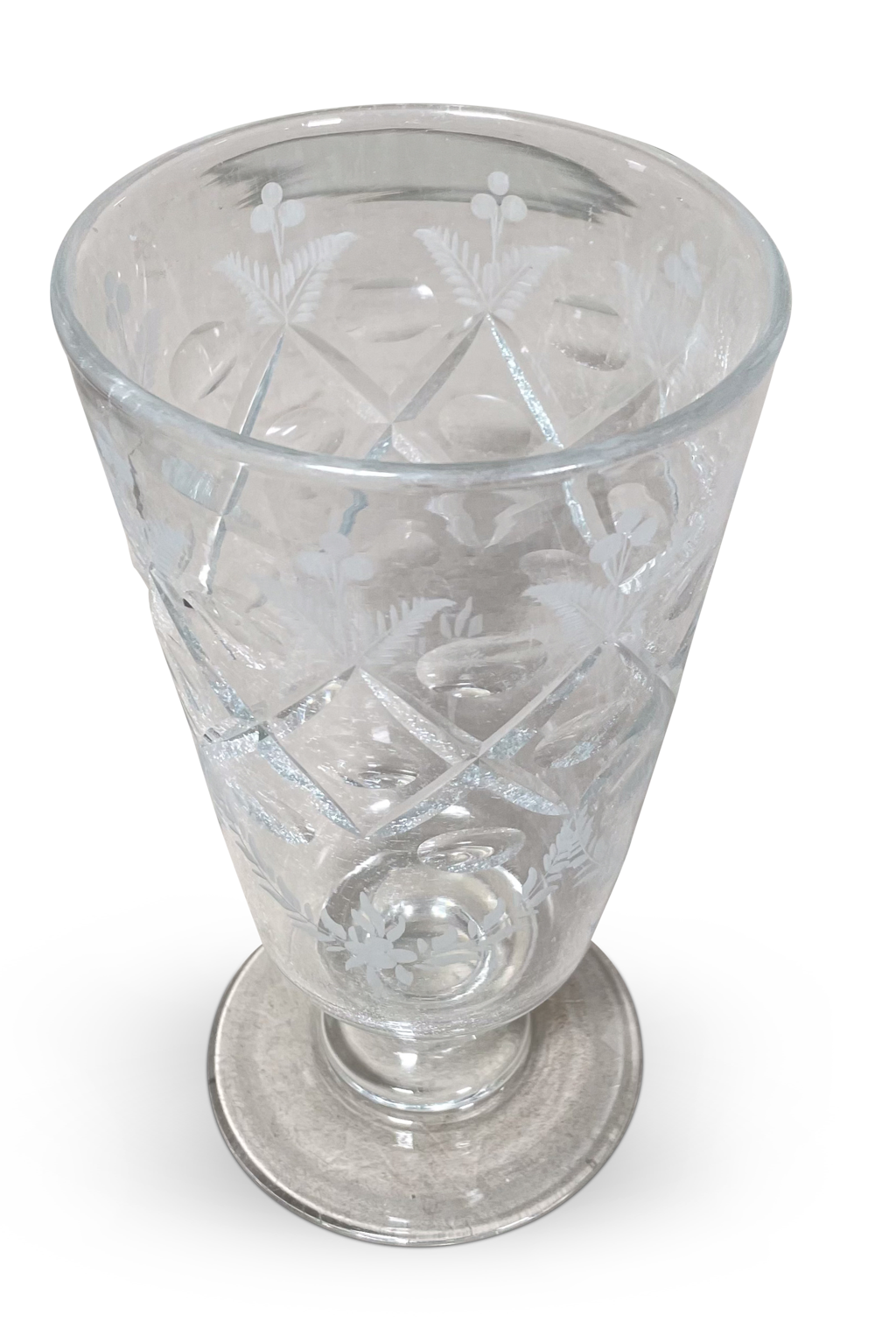Etched and Cut Glass Celery Vase