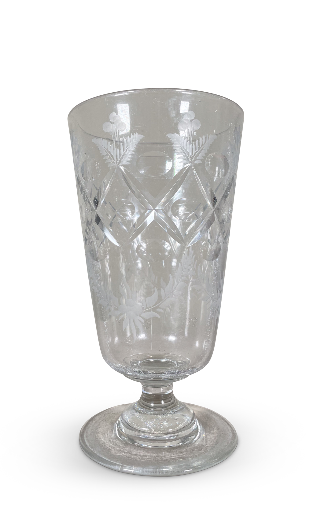 Etched and Cut Glass Celery Vase