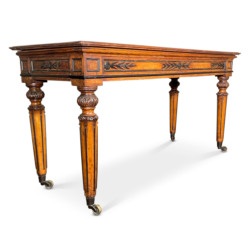 Oak Console Table with Ebonised Raised Laurel Leaf Motifs