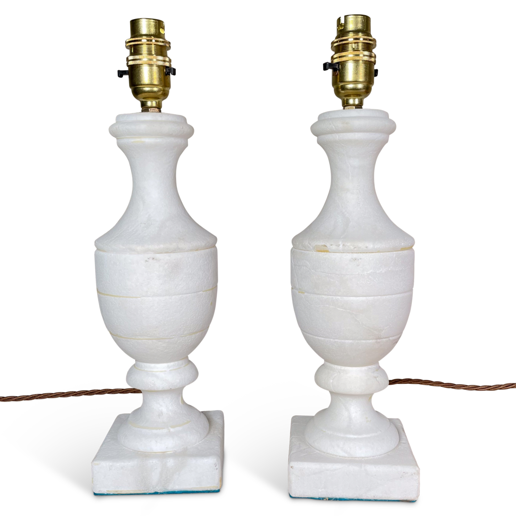 Pair of Alabaster Baluster Urn Table Lamps