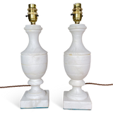 Pair of Alabaster Baluster Urn Table Lamps