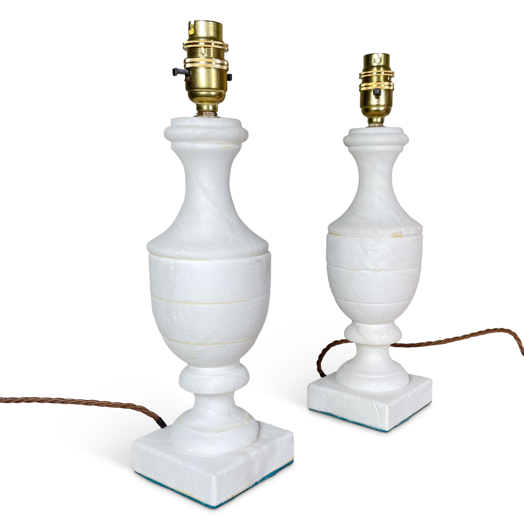 Pair of Alabaster Baluster Urn Table Lamps
