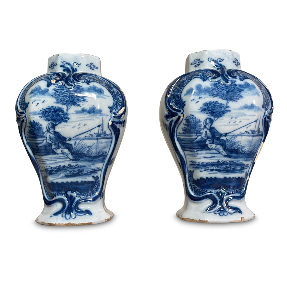 Pair of Blue and White Delft Vases