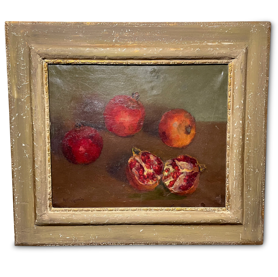 Oil on Canvas Still Life with Pomegranates Signed Martinez Adserias
