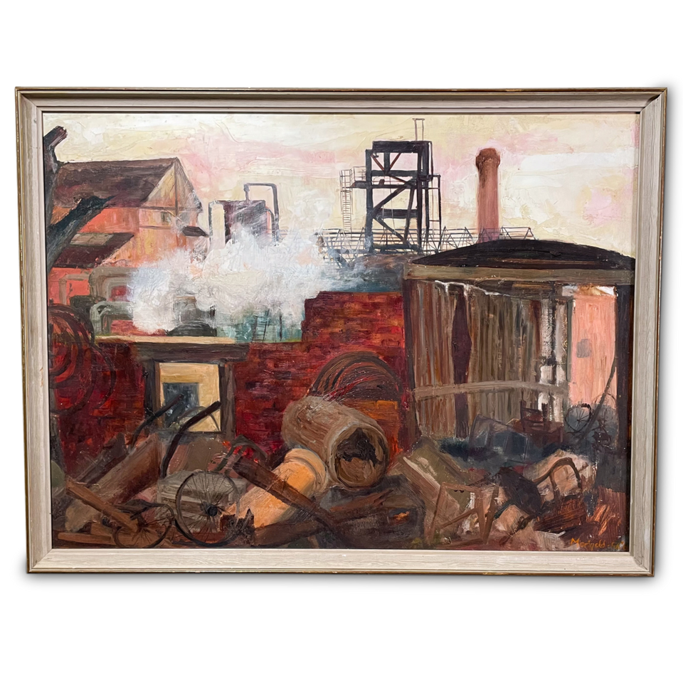 Oil on Board of Junk by a Factory signed Marigold
