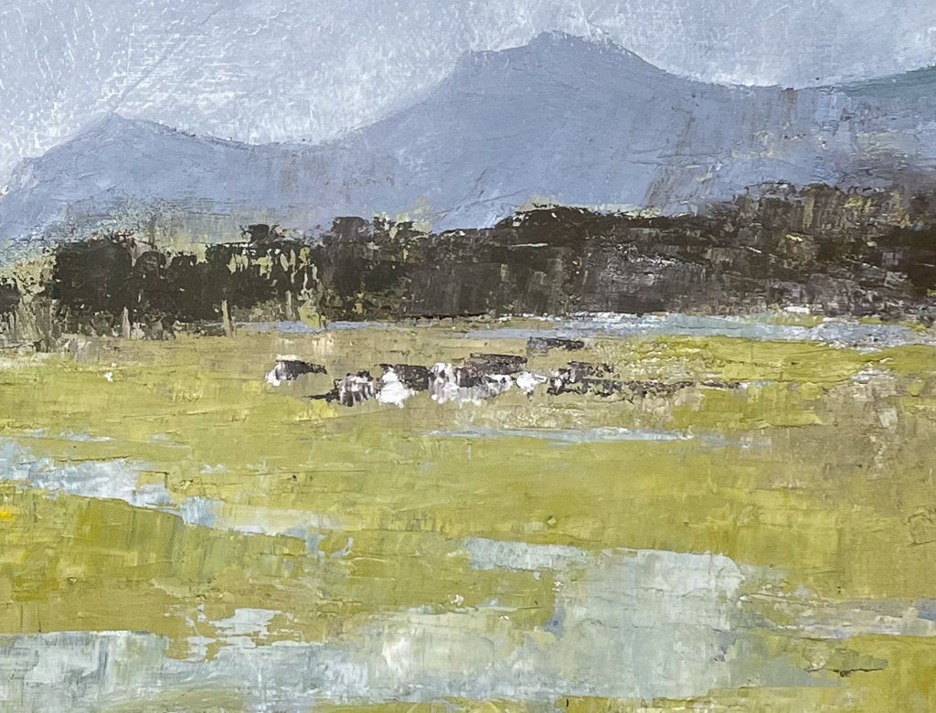 Oil on Canvas of Grazing Cows near the Malverns by Ann Thistlewaite
