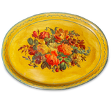 Oval Tole Tray Decorated with a Floral Bouquet