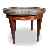 Circular Marble Topped Low Table with Pierced Brass Gallery