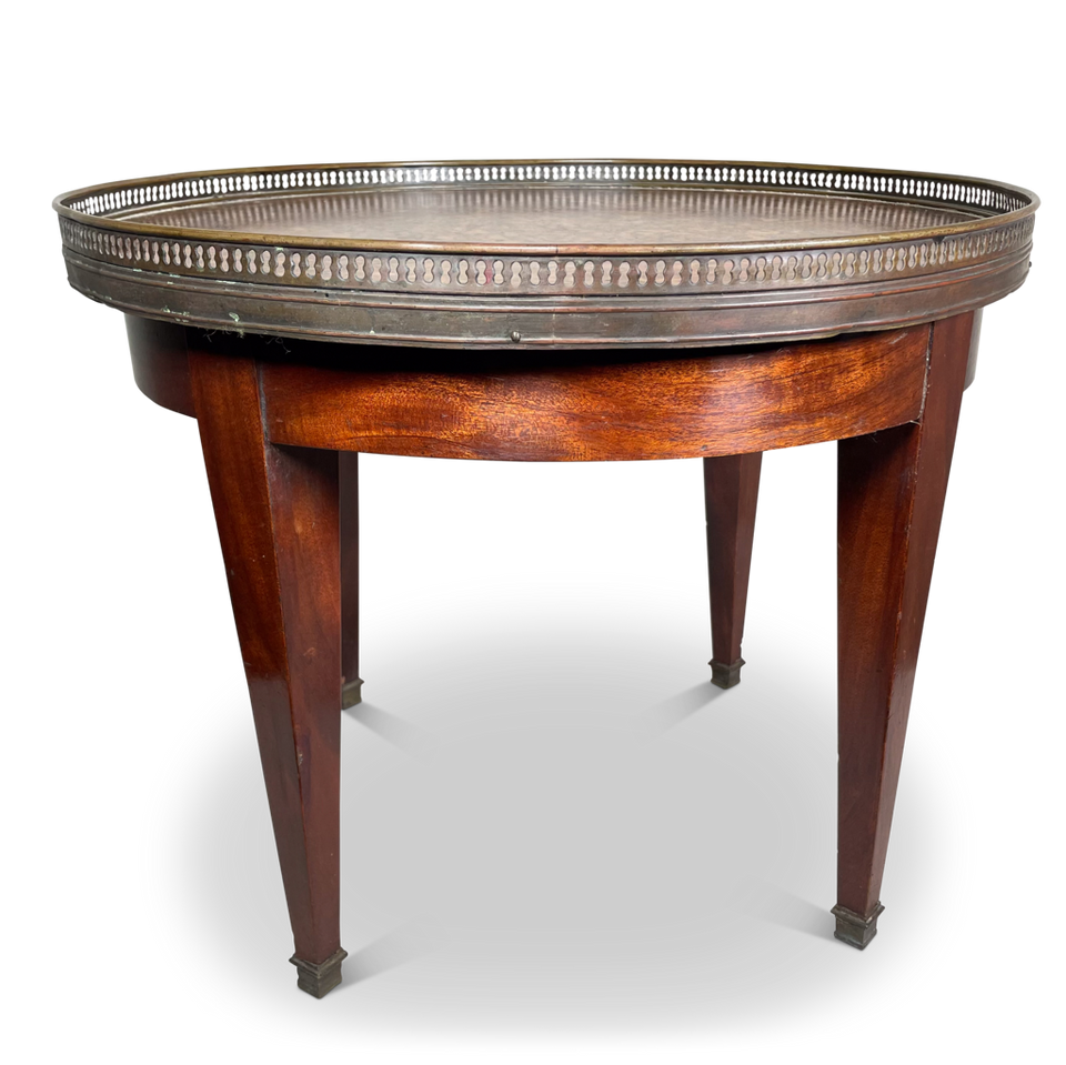 Circular Marble Topped Low Table with Pierced Brass Gallery