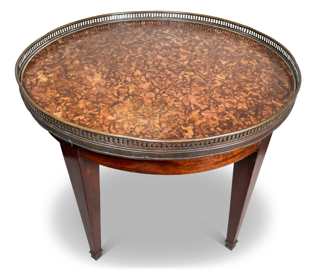 Circular Marble Topped Low Table with Pierced Brass Gallery