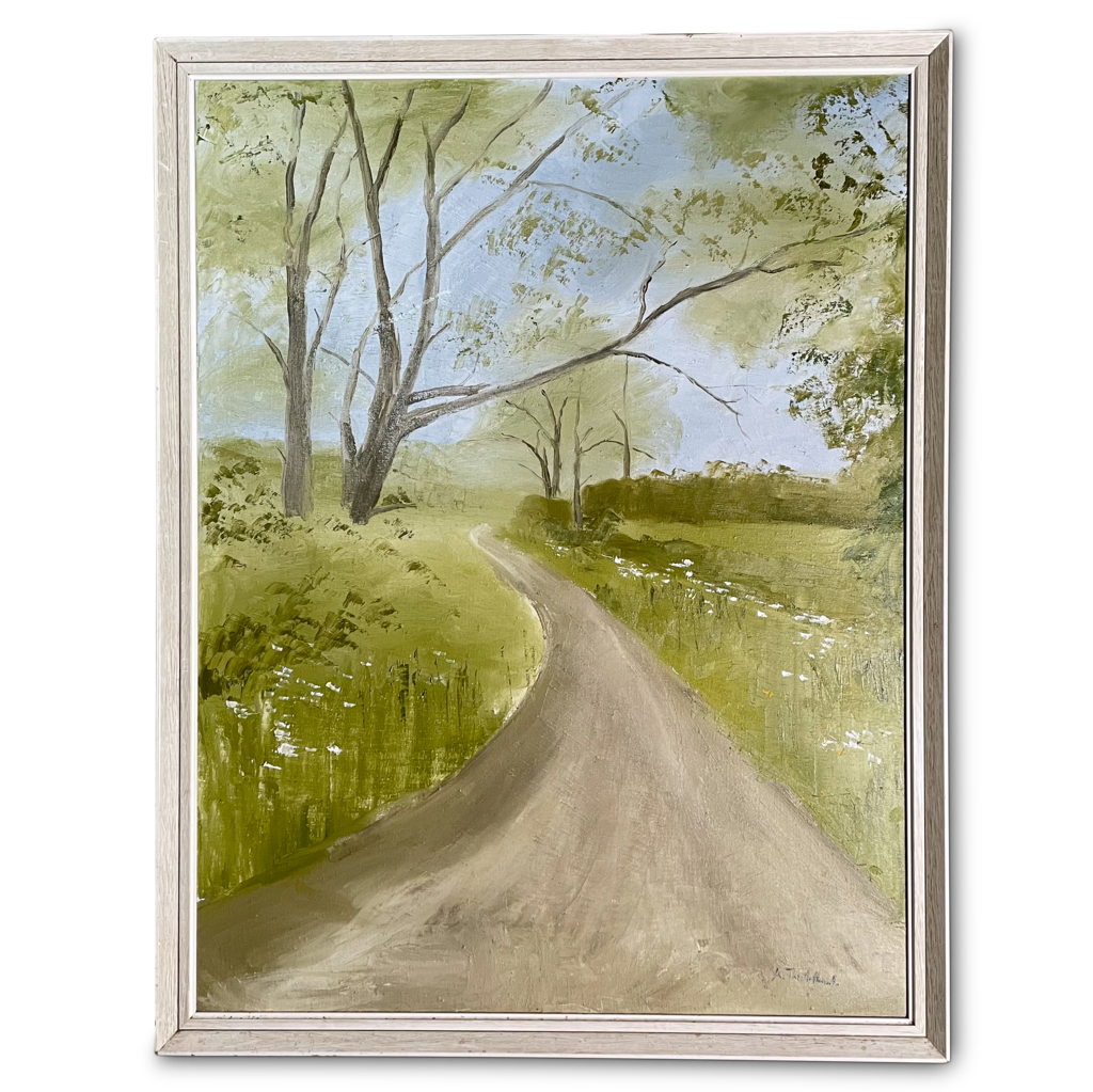 Oil on Canvas of a Rural Countryside Lane by Ann Thistlewaite