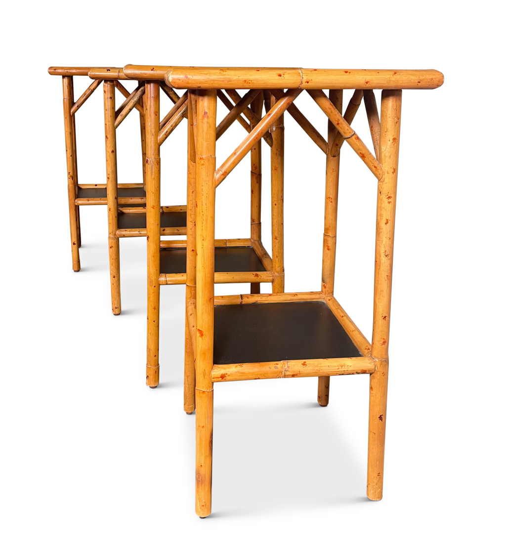 Two Pairs of Bamboo Side Tables