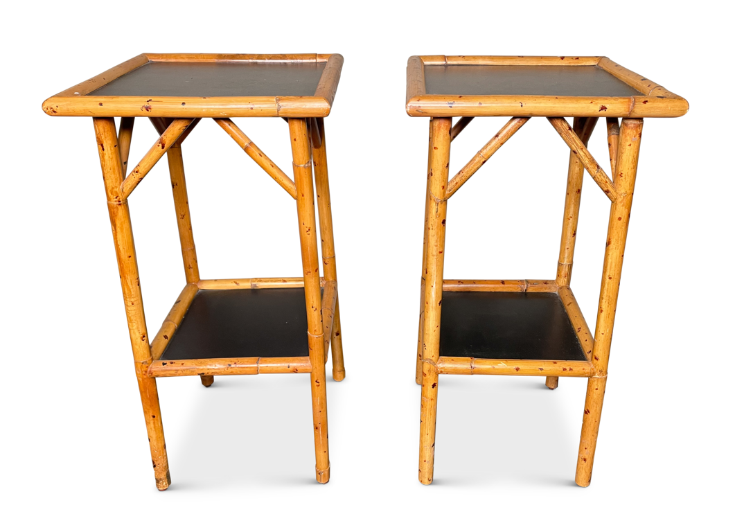Two Pairs of Bamboo Side Tables